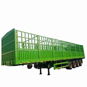 중국 좋은 가격 녹색 울타리 3 차축 4 차축화물 트럭 타포린 폴 강철 말뚝 울타리 수송을위한 세미 트레일러