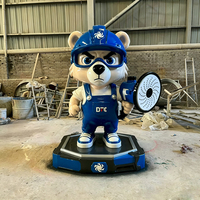 Patung Maskot Beruang Biru FRP Fiberglass, Prototipe Cetak 3D, Patung Karakter IP untuk Pameran Perusahaan di Mal Komersial