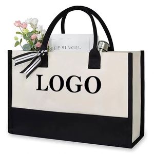 Cross-border Spot-stocked Blank <b>Canvas</b> Tote <b>Bags</b> <b>Large</b> Capacity with Logo Printing Personalized Custom Shopping - Product Image 1