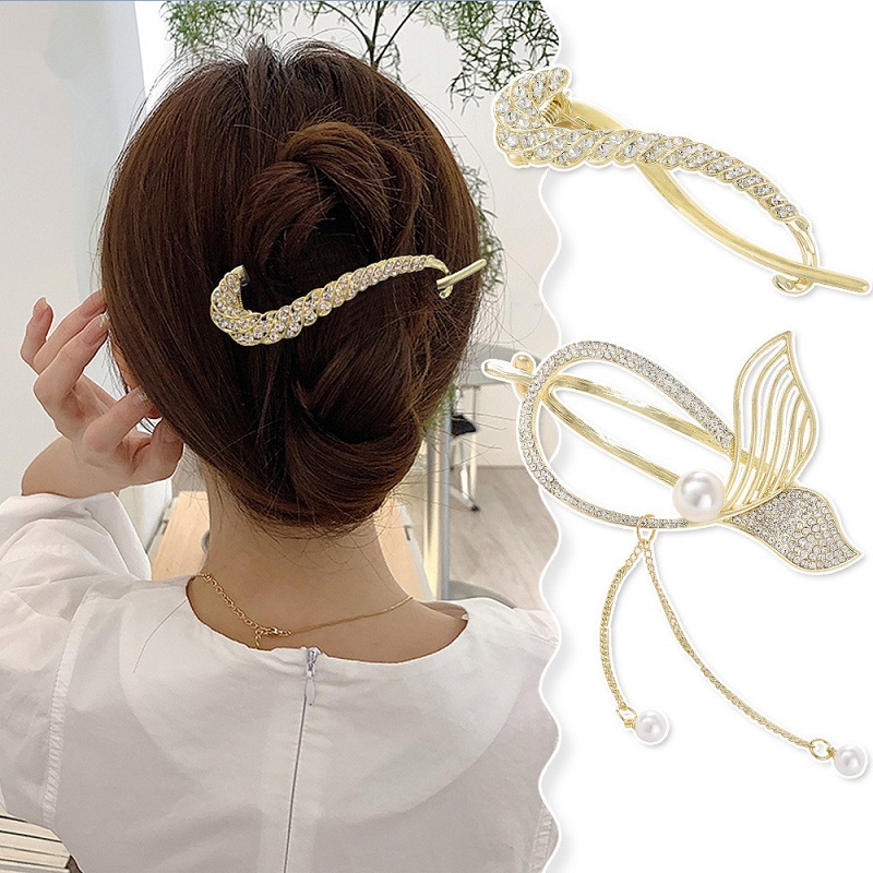 Sparkling Crystal Stone Braided Hair Clips