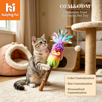 Juguete Interactivo para Gatos, Varita de Plumas, Juguete de Peluche para Gatos, Juguete con Mango de Madera para Gatitos, Juguete para Mascotas de Interior, Proveedor Mayorista OEM ODM