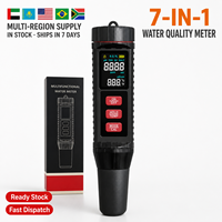Testeur de qualité de l'eau portable 7-en-1 à alimentation directe pour stylo, mesure TDS, EC, pH, ORP, salinité, avec écran rétroéclairé, précision 2.