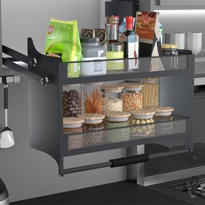 Design moderno ascensore di vetro tirare verso il basso per armadio da cucina di stoccaggio facile installazione In-armadio accessori - Product Image 2