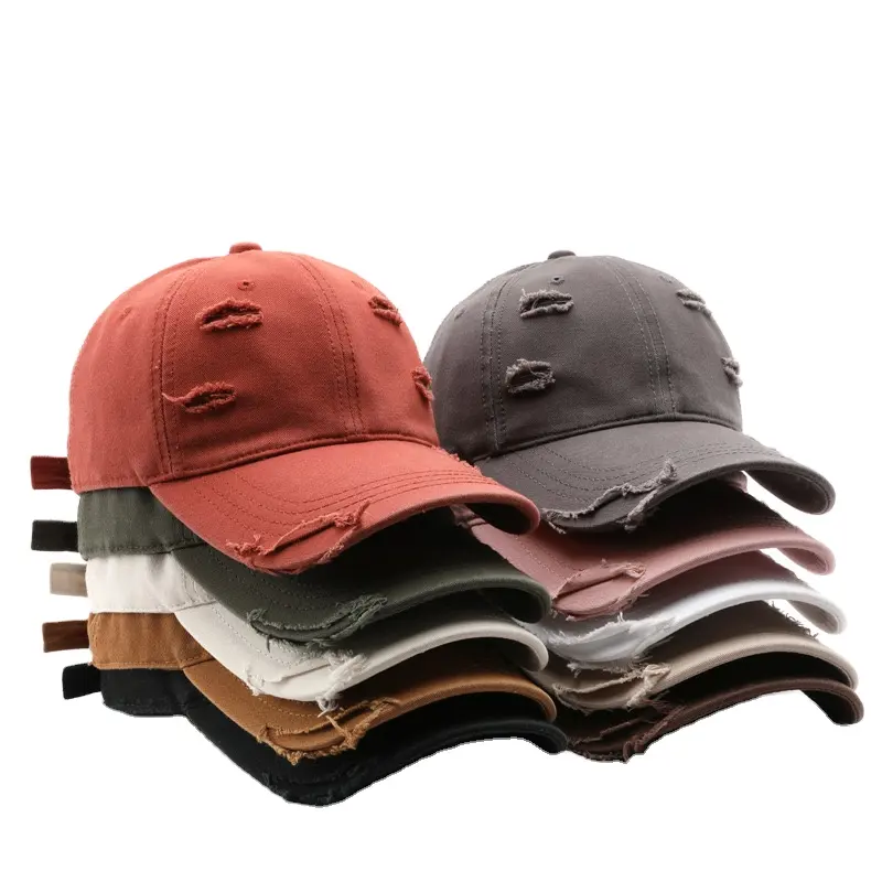 Venta al por mayor 6 Panel Metal Hebilla Vintage Gorras logotipo bordado personalizado gorra de béisbol lavado desgastado papá sombreros