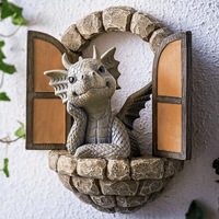 Figurine décorative en résine de dragon mignon transfrontalier, écologique, pour porte, ouverture de fenêtre créative, statue de dinosaure, jardin