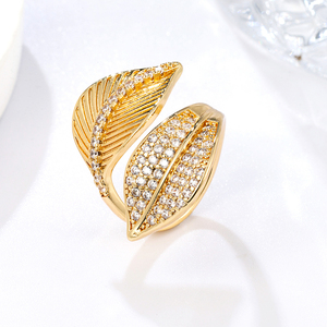 NYH 패션 18K 금도금 지르콘 오픈 링 조절 가능한 큰 하트 모양 지르콘 반지 (남녀공용) - Product Image 3