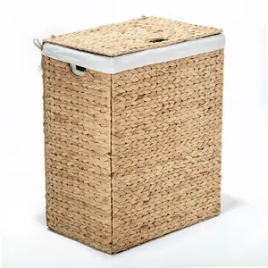 Тканые квадратные плетеные бамбуковые корзины из ротанга для хранения с крышками, коробки из водорослей, плетеные изделия ручной работы