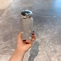 Mug Termal Stainless Steel 304 Berhias Berlian, Cangkir Terisolasi untuk Wanita dan Anak-anak, Tahan Panas 6-12 Jam