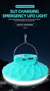 หลอดไฟ LED UFO แบบชาร์จไฟ DC พร้อมตะขอแขวนสำหรับตั้งแคมป์ ใช้กลางแจ้ง ตลาดนัดกลางคืน - Product Image 4