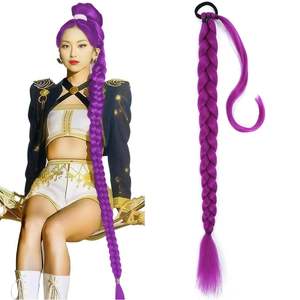 Peluca de cola de caballo trenzada Lumi Purple de 36 pulgadas, cabello sintético sin pegamento para cosplay y uso diario - Product Image 2