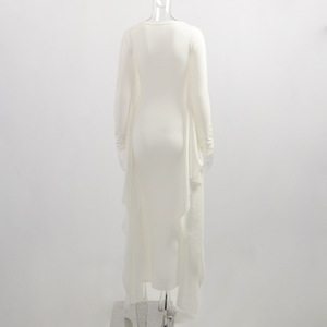 Robe longue moulante élégante pour femme, couleur unie, manches chauve-souris, en promotion - Product Image 6