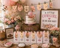 Pinces à linge pour baby shower Cowgirl, design western rose, mini pinces en bois, porte-photos pour décoration de table, cadeau de fête