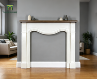 Cheminée moderne haut de gamme pour salon en MDF, finition bicolore blanc et chêne, vente en gros, MOQ 20