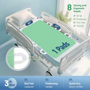 Almohadillas de cama reutilizables impermeables con 8 asas fuertes para incontinencia para ancianos, adultos, postrados en cama, hospitales - Product Image 5