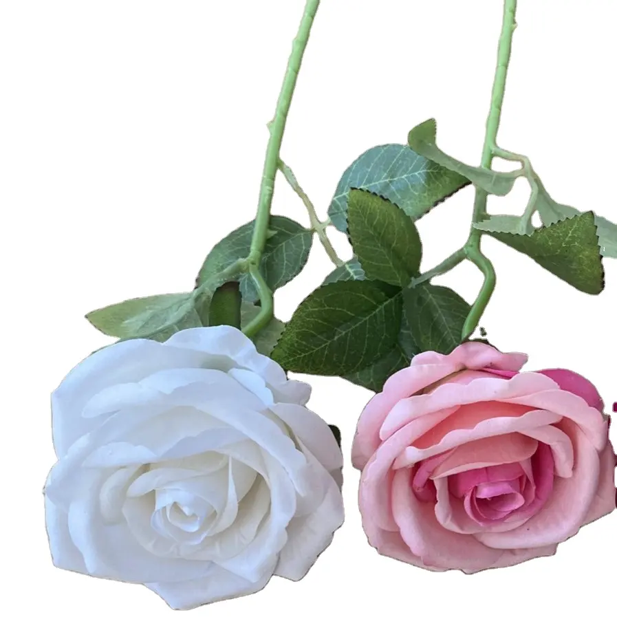 Bunga buatan putih grosir bunga tunggal yang diawetkan dengan batang panjang untuk dekorasi pesta pernikahan dan rumah