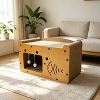 Arbre à chat moderne de luxe, tour à chat d'intérieur, griffoir, maisonnette pour chat, jouet en carton, 1 niveau, assemblage facile