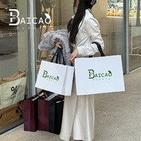 Sacs shopping de luxe en papier massif, sacs fourre-tout pour vêtements avec poignées en ruban de satin, sacs de vente au détail en carton blanc épais, vente en gros