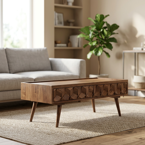 Table basse Cassandra de style mid-century, table basse moderne pour salon, coin canapé, meubles en bois élégants, décoration intérieure - Product Image 6