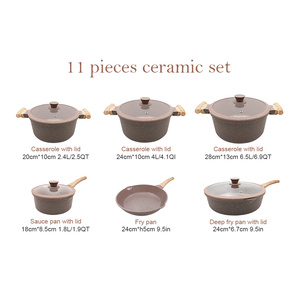 Sanlang kiểm soát nhiệt độ loạt đúc nhôm nấu ăn nồi đặt nhôm gốm <span class=keywords><strong>Cookware</strong></span> Set không dính - Product Image 6