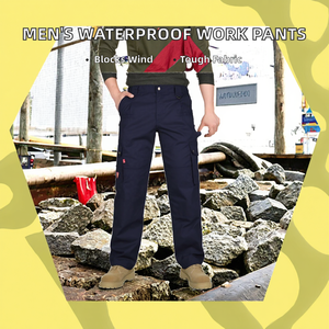 Pantalons de travail pour hommes Xinrui en gros, 100% coton, taille élastique, légers, imperméables, coupe-vent, anti-poussière, détection des aiguilles - Product Image 2