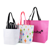 Sac fourre-tout personnalisé imprimé en RPET laminé, cousu, recyclé, écologique, réutilisable, pour les courses quotidiennes, sac de shopping robuste