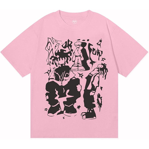 Men's Black Short Sleeve T-Shirt <b>White</b> Abstract Graphic Print Street Style O-Neck Regular Fit 100% Cotton Jersey Anti-Pilling - Product Image 2