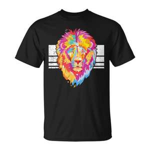 T-Shirt con Ritratto di Leone Colorato, Unisex, Taglia M, Abbigliamento Promozionale - Product Image 1