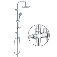 Colonne de douche murale moderne en acier inoxydable SS201 avec kit de douche pluie et douchette à main ABS 5 modes