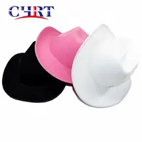 CHRT – chapeau de cow-boy américain en plumes roses, à paillettes, léger, festif, pour fête, enfants, chapeaux de Cowboy en paille pour adultes