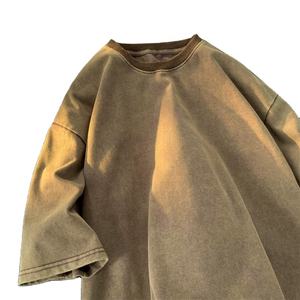 Camisetas de color lavado en blanco 100% algodón cuello redondo Camiseta personalizar impresión LOGO camiseta al por mayor Camiseta de algodón - Product Image 1