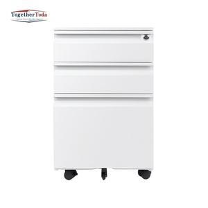 Meuble de rangement métallique mobile pour bureau, avec 3 tiroirs, pieds flexibles, noir - Product Image 4