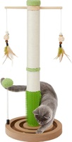Arbre à chat interactif et écologique, hauteur réglable, jouets suspendus rotatifs, circuit de balles en bois à double niveau pour chatons - Utilisation intérieure