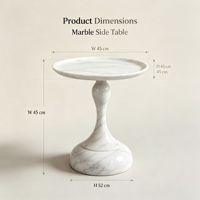 Table à boissons de luxe en marbre blanc. Table d'appoint élégante en pierre naturelle avec base sculptée pour la décoration moderne du salon.