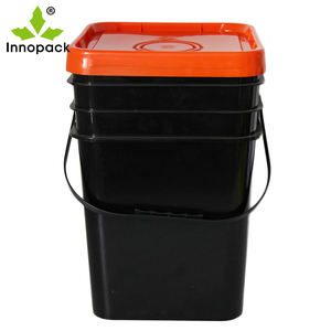 Cubo de plástico negro de 20L de grado alimenticio popular caliente con diseño cuadrado de tapa a la venta-Cubos y barriles de tambores de plástico de calidad - Product Image 3