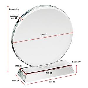 Trofeo Redondo de Cristal de 110 mm de Diámetro con Borde Facetado, Placa de Premio - Product Image 2