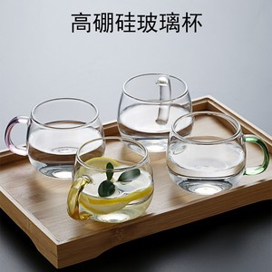 Taza de vidrio transparente con asa de color, taza individual gruesa para té, café, agua, uso doméstico - Product Image 4