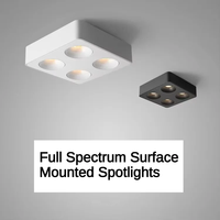 Plafonnier LED Dimmable Carré Noir Moderne de Luxe 220V pour Maison, Spot COB à Montage en Surface