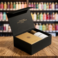 Scatola Regalo Magnetica di Lusso Personalizzata per Profumo, Riciclabile, Stampata con Inchiostro di Soia, per Bottiglia Nera con Fodera in Spugna