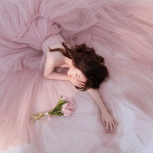 Pink Tulle Ball Gown Wedding Dress Sweetheart Neckline Empire Waistline 230905 Candy Color Style - Product Image 4