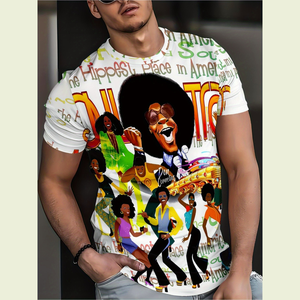 American <strong>70s</strong> Retro 3d Printing Rock Fashion Round Neck Loose Men's T-<strong>Shirt</strong> - Product Image 2