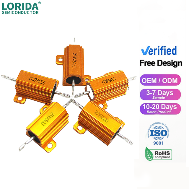 Lorida 150w 10ohm 12ohm 16ohm 18ohm 20ohm 0.1 1 2 3 5 6 8 9 10 20 50 100 ohm resistance Gold aluminum shell high power resistor