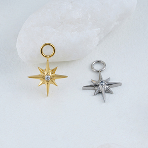 टाइटेनियम स्टारबर्स्ट Cz उत्तर स्टार आकर्षण के लिए लुब हुगी डांगले ईयररिंग्स - Product Image 5