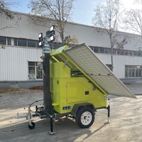 Tragbarer Notfall-LED-Lichtturm 5M/7M/9M Mobiler Anhänger mit 360-Grad-Teleskopmontage Lichtturm mit Dieselgenerator