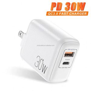 30W <b>USB</b> <b>C</b> PD Fast Charger <b>USB</b> A+<b>Type</b> <b>C</b> Dual Port Charging Block Travel Wall Charger QC3.0 Smartphone Charger 3A Output OEM Logo - Product Image 3