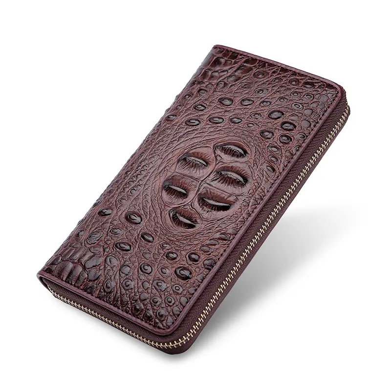 Luxury design ladies crocodile wallet fashionable zipper clutch wallet women long good quality wallet genuine leather purse