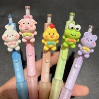 Stylos gel fantaisie en gros, encre noire 0,5 mm, motifs animaux mignons (ours, lapin, poussin, grenouille, cochon) pour étudiants