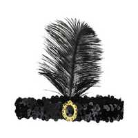 Ensemble d'accessoires de costume Flapper des années 1920 : Bandeau à plumes, Gants, Éventail, Boucles d'oreilles, Collier pour Adultes – Kit de Fête Costumée Gatsby