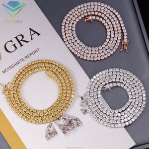 สร้อยคอเทนนิสประดับเพชรโมอิสซาไนต์สีเหลืองสดใส เงินแท้ S925 สำหรับผู้หญิง/ผู้ชาย เครื่องประดับคุณภาพ - Product Image 5