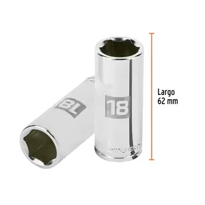 Juego de Llaves de Tubo de 6 Puntas, 18 mm de Largo, Accionamiento de 3/8'', Marca TRUPER - Product Image 3