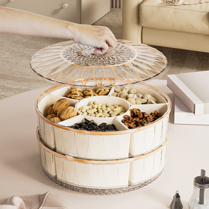 Organizador Giratorio para Comida, Aperitivos, Galletas y Especias, <span class=keywords><strong>Bandeja</strong></span> de Servicio Dividida, Contenedores de Fruta, <span class=keywords><strong>Nevera</strong></span>, Caja de Almacenamiento Dividida - Product Image 2